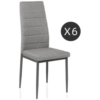 Sedia Da Pranzo, Set Di 6 Pezzi, Set Da Tavolo Da Pranzo, Set Di Sedili In Pelle Sintetica Grigio