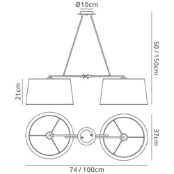 Sospensione A Soffitto A 2 Luci Con Corpo Regolabile (paralume Venduto Separatamente) E27 Nero, Cromo Lucido en oferta