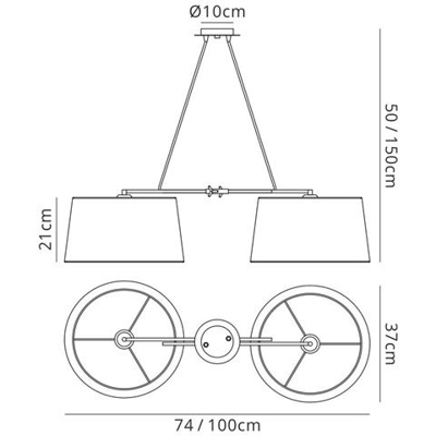 Sospensione A Soffitto A 2 Luci Con Corpo Regolabile (paralume Venduto Separatamente) E27 Nero, Cromo Lucido