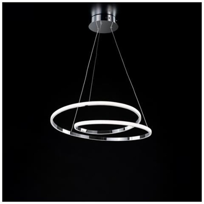 Sospensione Moderna In Metallo E Alluminio Cromo Lucido Con Led Integrato
