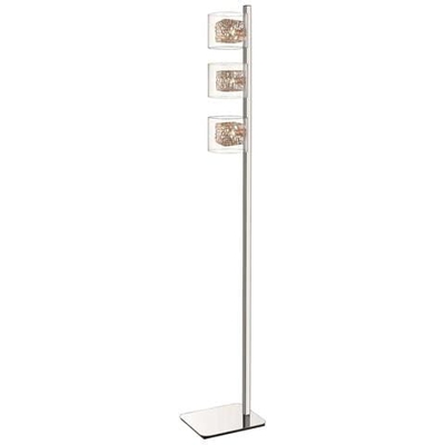 Lampada Da Terra A 3 Luci Mesh Cromo, Rame E Vetro, G9