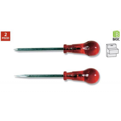 2 Punteruoli Punta Quadra E Tonda Manico Plastica Punzone Succhiello en oferta