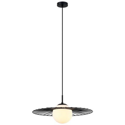 Sospensione Moderna A Sospensione Nera 1 Luce Con Paralume Nero E Bianco, Attacco E27