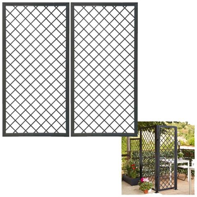 Multipack 2 Pz Tralicci Fissi 0,90 X H 1,80 Metri Con Cornice In Metallo Stell Trellis Colore Antracite