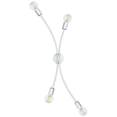 Plafoniera 4 Luci Montatura Verniciata Bianco 97x19xh32 Cm