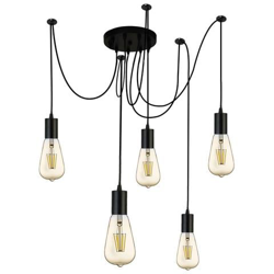 Lampada A Sospensione A Grappolo Con 5 Luci Nero Opaco, Attacco E27 en oferta