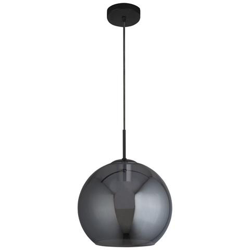Lampadario Rotondo A 1 Luce (diametro 30 Cm) In Vetro Fumé, Nero en oferta