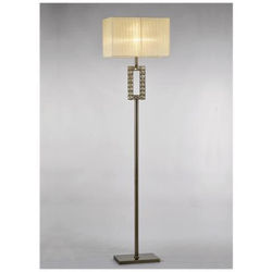 Lampada Da Terra Rettangolare Con Paralume Crema 1 Luce Ottone Antico, Cristallo precio