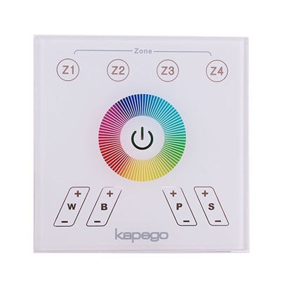 Pannello controller touch incasso parete luci LED RGBW RF 4 zone 4CH 12 effetti