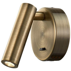 Lampada Da Parete, Da Lettura, Led 3w, 3000k, 210lm, Interruttore, Ottone Antico en oferta
