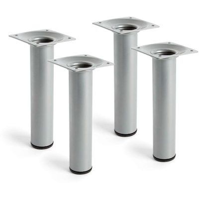 gamba cilindrica stile moderno per mobili bassi. Altezza di 15 cm. Realizzata in acciaio con finitura cromo opaco. Per il bricolage e il DIY. Misure