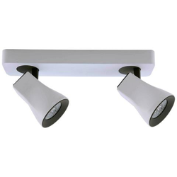 Faretti Moderni Bianco, Grigio 2 Luci Con Led Bianco Sabbia, Paralume Grigio Sabbia, Gu10 en oferta
