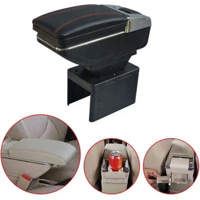 Lgvshopping - Bracciolo universale per auto in similpelle beige porta bicchieri posacenere