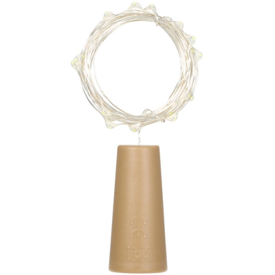 Luci a corda, luci atmosfera in sughero, bianche, 4,5 V, 1,2 W, 2 metri, 6 pezzi