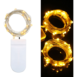 La stringa di luci della batteria viene spedita senza batterie,2 metri di luce gialla portatile 2 LED - 2 metri di luce gialla portatile 2 LED en oferta