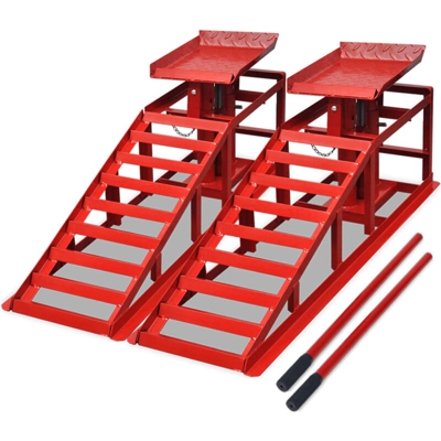 Rampe per Sollevamento Auto 2 pz Acciaio Rosso - Youthup