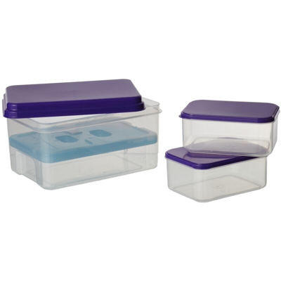Casa Collection - Set Lunch Box Rettangolare 4 Pezzi Bicolor in Plastica