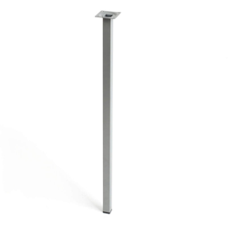 gamba quadrata stile moderno per tavoli. Altezza di 80 cm. Realizzata in acciaio con finitura cromo opaco. Per il bricolage e il DIY. Misure precio