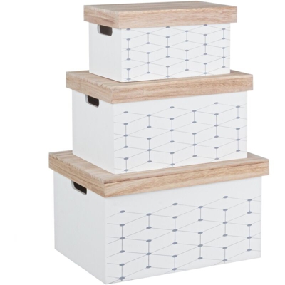 Set 3 Scatole decorative in Legno Bianco per decorazioni natalizie o regali 42 cm