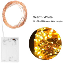 caso di batteria 3AA stringa di LED matrimonio romantico creativo decorativo festa di Natale luce della stringa di rame (fornito senza batterie) 5 m precio