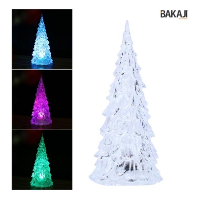 Albero Di Natale Altezza 22,5Cm Acrilico Con Illuminazione Led Cambia Colore