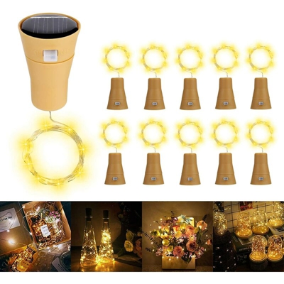 Solare Luci Stringa per Bottiglia di Vino, 10 Pack Bianco Caldo Luci Solari Lights LED Lampade Filo di Rame Catena Luminosa Luce Decorazione Interni