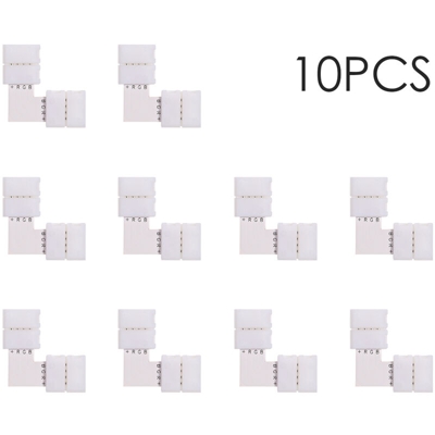 Connettore striscia LED RGB a forma di L a 4 pin 10 pezzi bianco