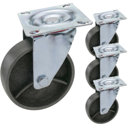PrimeMatik - Ruote industriali con ruote metallo senza freno 100 mm 4 pezzi en oferta