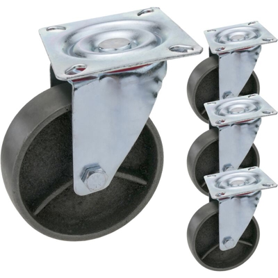 PrimeMatik - Ruote industriali con ruote metallo senza freno 100 mm 4 pezzi