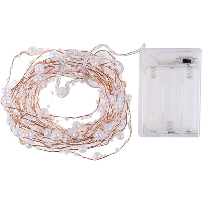 5 m 50 luci della stringa luce perle di rame di Natale luce decorativa della stringa 3 * calda batteria AA bianco / lit