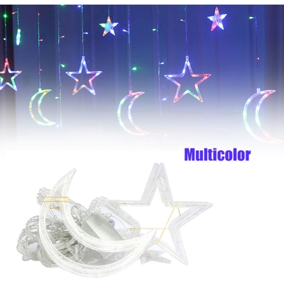 BZ1602 220V UE in serie come protagonista il sipario luna illumina le luci di Natale decorato le dimensioni della luna e le stelle di colore chiaro