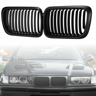 Griglie per griglia anteriore nera a rene da 2 pezzi ABS per BMW E36 Serie 3 M3 1997-1999