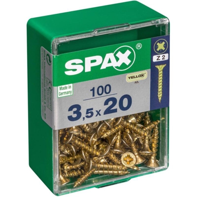 Lotto 100 Viti A Testa Svasata In Acciaio Pozidriv Testa, Diam.3.5 Mm X Mm L.20 - Spax
