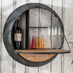 Ad Trend - Mensoliera Bar a Forma di Botte Con Ripiano Pieghevole Diametro 64,5 cm Per Spessore 17 cm en oferta