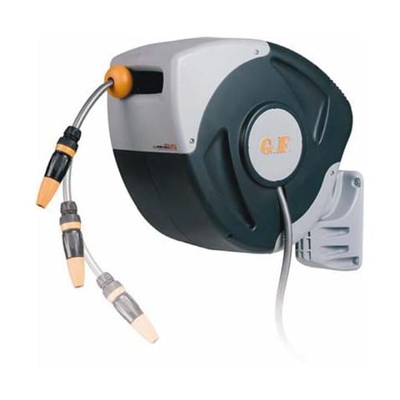 Avvolgitubo automatico con 25 mt di tubo da giardino