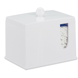 Porta Cotton Fioc, in Acrilico, Grande Dispenser da Bagno per Dischetti di Cotone, Misura L, Bianco en oferta