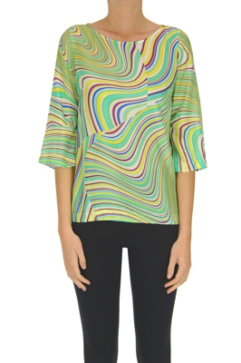 Optical print silk blouse
