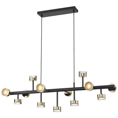 Lampada A Sospensione Dimmerabile A Barra Diritta, Nero Opaco, Oro, Telecomando