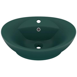 Lavabo Troppopieno Ovale Verde Scuro Opaco 58,5x39cm Ceramica características