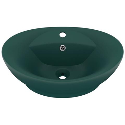 Lavabo Troppopieno Ovale Verde Scuro Opaco 58,5x39cm Ceramica