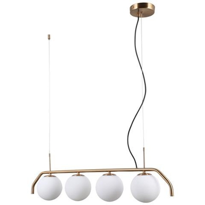 Sospensione Moderna A Sospensione In Ottone Miele A 4 Luci Con Paralume Bianco, G9