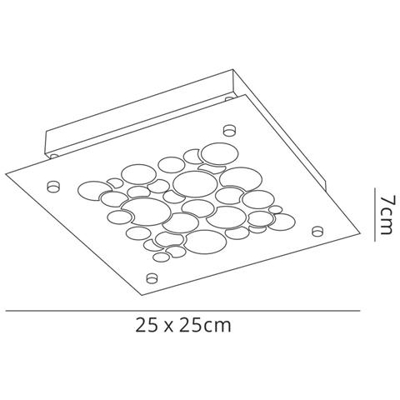 Flush 25cm Quadrato 15,5w Led 4000k Cromo, Crystal Sand, 620lm,