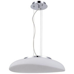 Sospensione A Soffitto 4 Luci E27, Cromo Lucido, Vetro Bianco Satinato precio