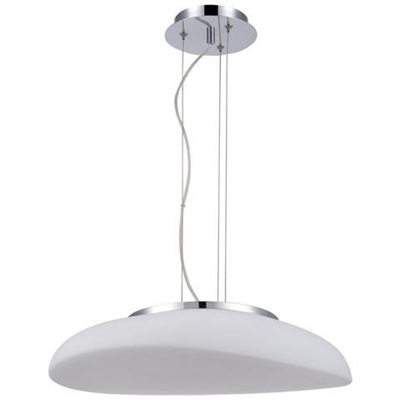 Sospensione A Soffitto 4 Luci E27, Cromo Lucido, Vetro Bianco Satinato