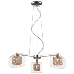 Sospensione A Soffitto A 3 Bracci Multi-luce In Rete Cromata, Rame, Vetro Tre, G9 precio