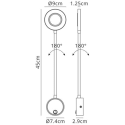 Applique, Reader 1l 5w Led Ring Head, 3000k, 261lm, Base Rotonda Bianco Opaco precio