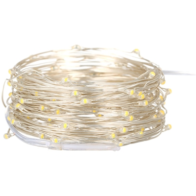 Controllo vocale, telecomando, stringa di luci musicali, 10 metri 100 luci, scatola batteria, bianco caldo