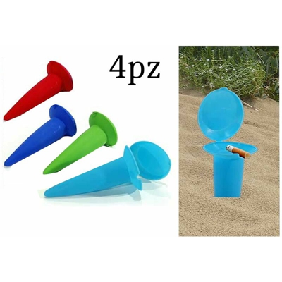 Posacenere da spiaggia colorato 15cm portatile 4pz richiudibile sabbia pulita