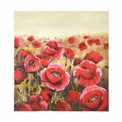 Quadro moderno dipinto papaveri e fiori cm 80 x 80 x 4 spessore características