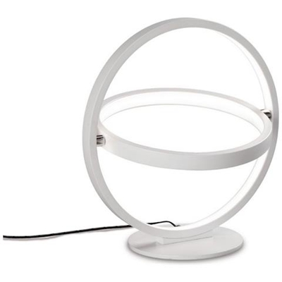 Lampada Da Tavolo Rotonda 30cm, 2 Anelli, 12w Led 3000k, 660lm, Bianco